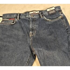 VTG Tommy Hilfiger Denim Mens 34x30 Brushed Tapered Stretch Jeans Dark Wash Blue